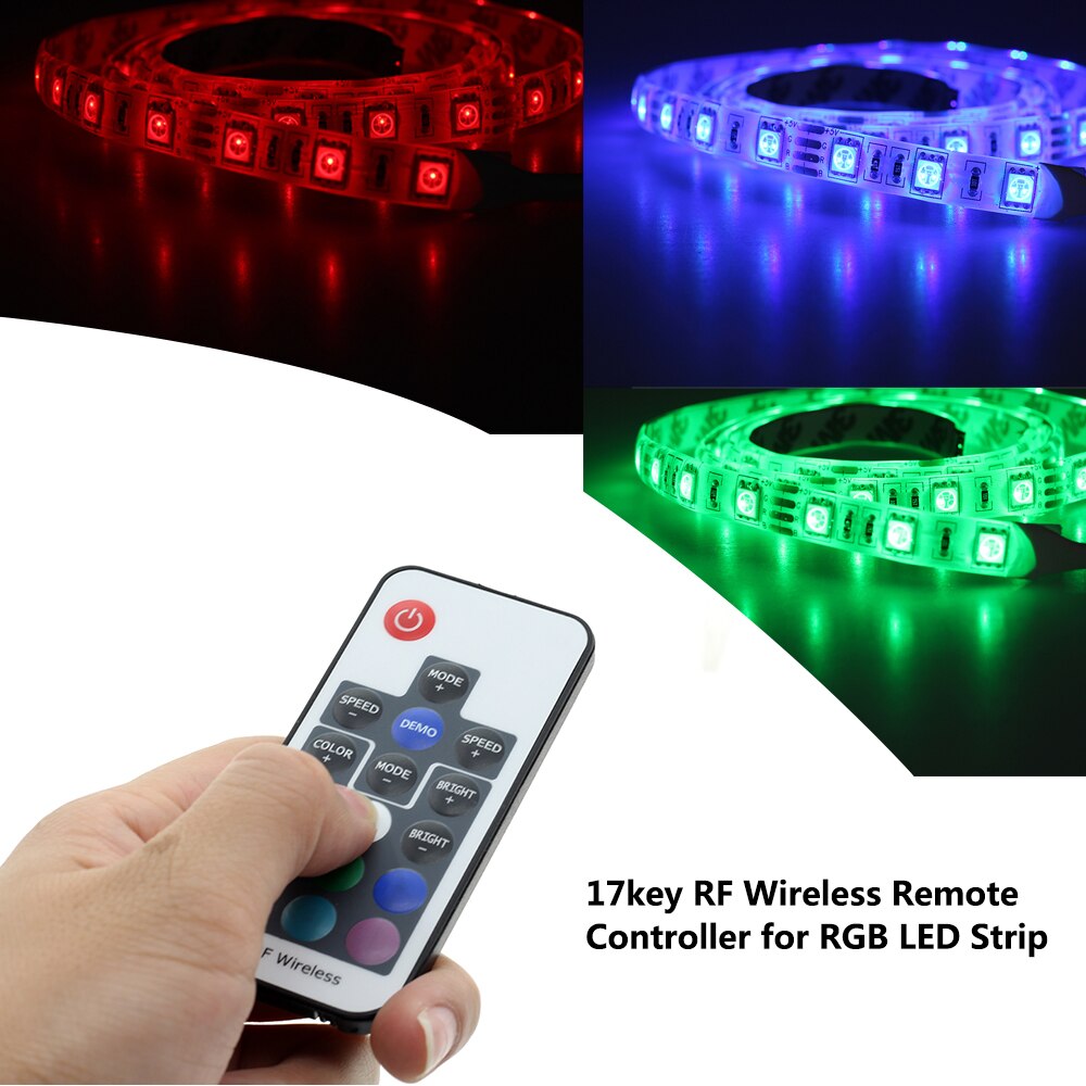 Dc 5v usb rgb controller med mini 3 nøgle  / 17 nøgle rf controller til usb led strip
