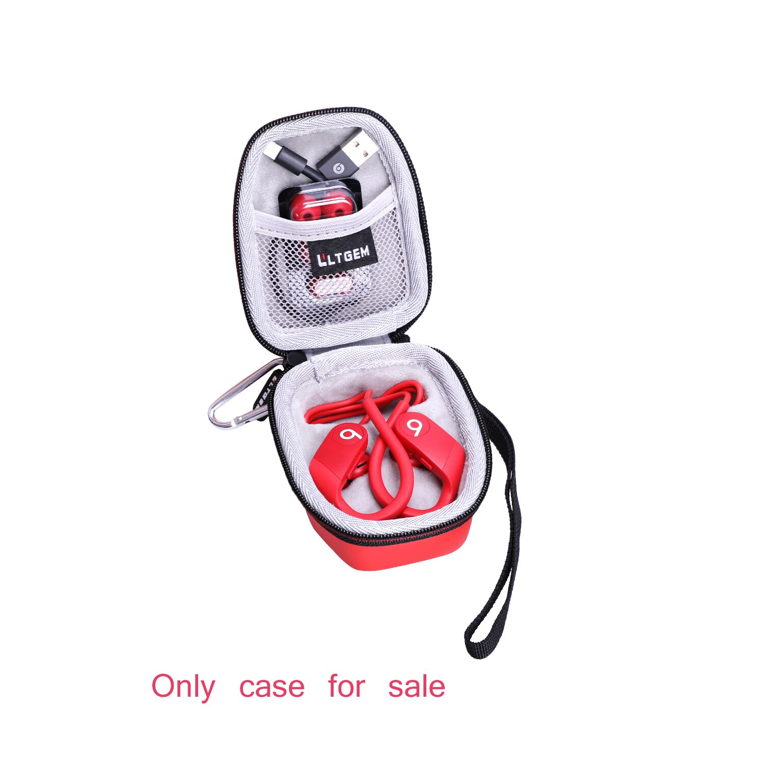 LTGEM Wasserdicht Rot EVA Hard case für Powerbeats High-Leistung Drahtlose Ohr-Handys