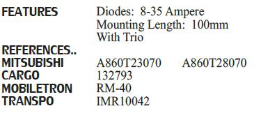 HNROCK ALTERNATOR RECTIFIER 12601000/MIA10002 MD611564 MD611768 RM-40 RM-41 82-003 82-083 81110552 81112682 IMR10042
