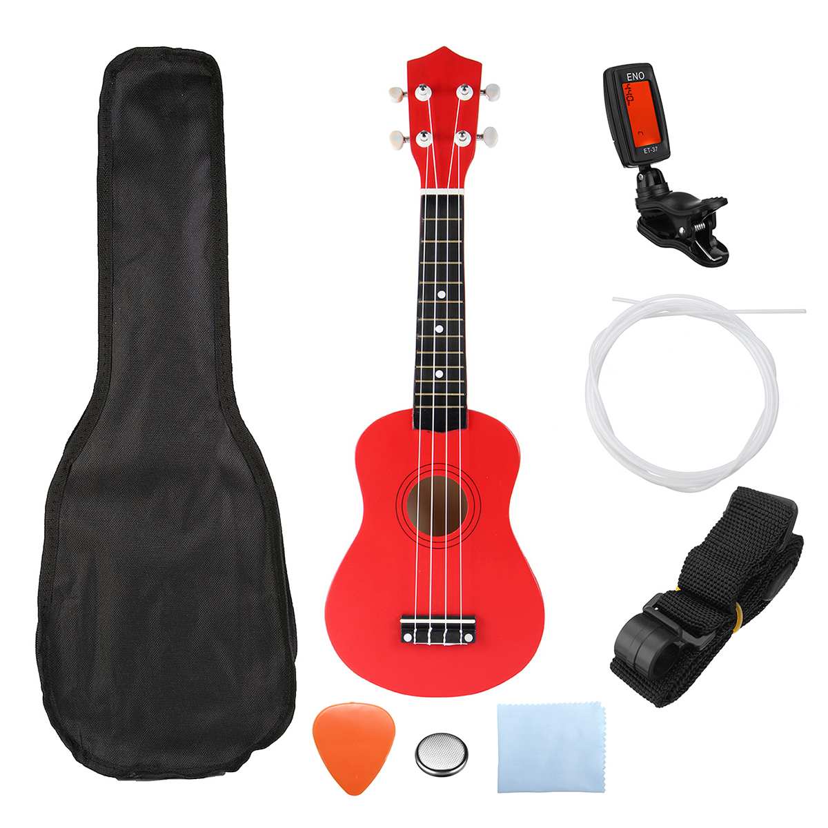 21 Inch Colorful Mahogany Soprano Ukulele Uke 4 Strings Hawaiian Guitar Guitarra Musica Instrument for Kids Music Beginner: Red