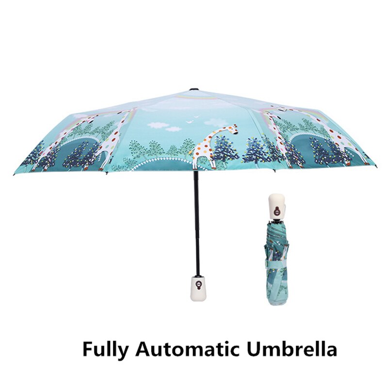 Keconutbe automatisk børns paraply vindtæt vandtæt tre foldende aluminium paraplyer regn kvindelig parasol børn paraply