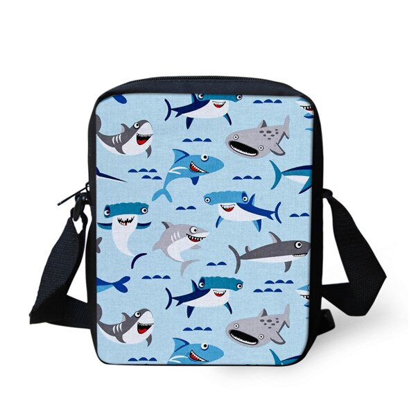 Thikin tubarão criança ombro escola quadrado saco do mensageiro animal crianças crossbody schoolbag para meninas sacos de livro infantil: Claro / Transparente
