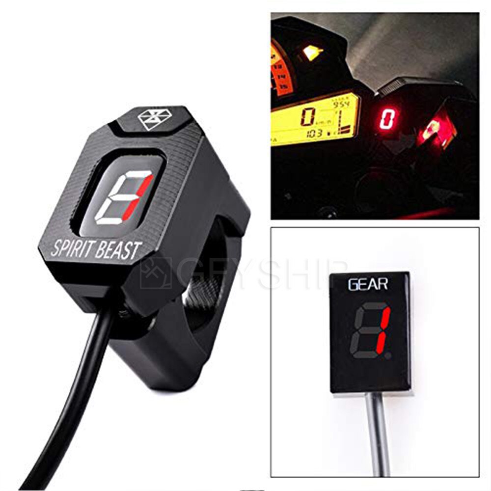 For Harley Davidson ALL VRSC Models e.g. V-Rod ALL YEARS Motorcycle Gear Indicator 1-6 Level Digital Gear Meter: Red with bracket
