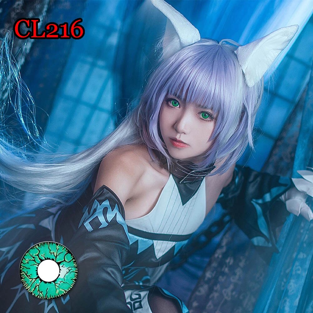 Lentes de contacto amarillas para Halloween, lentes de animación con personajes de dibujos animados japoneses populares, CL207 SENNIN