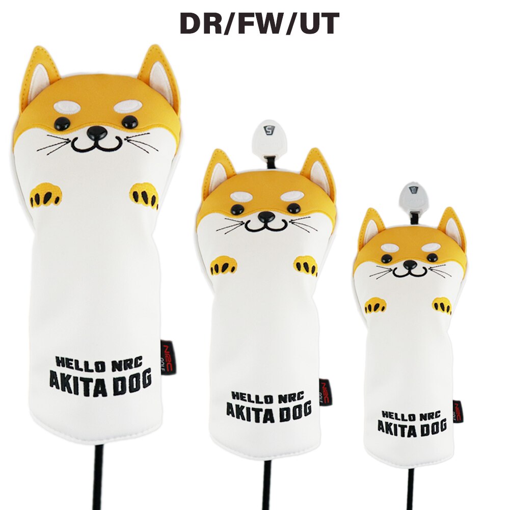 Nrc Golf Club Headcovers Driver Fairway Wood Hybrid Covers Set Mooie Akita Hond Cartoon Dier 460cc: Yello 13UT