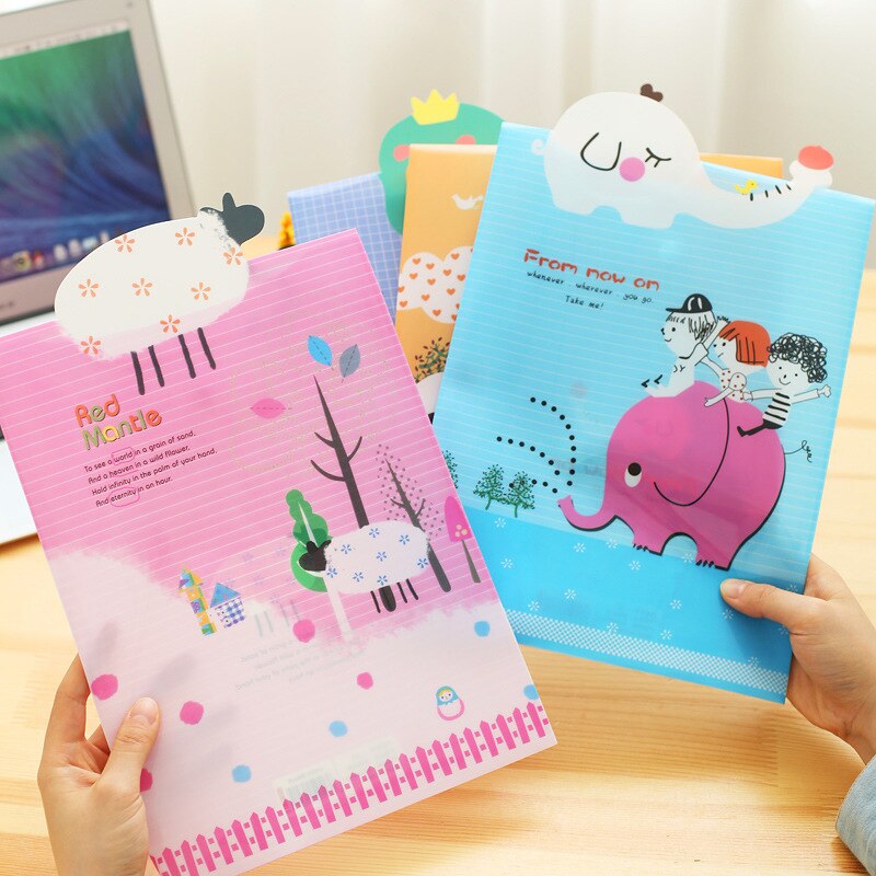 Animal Cover Cartoon File Bag A4 File Information Bag File Cover Student Stationary School Office Supply