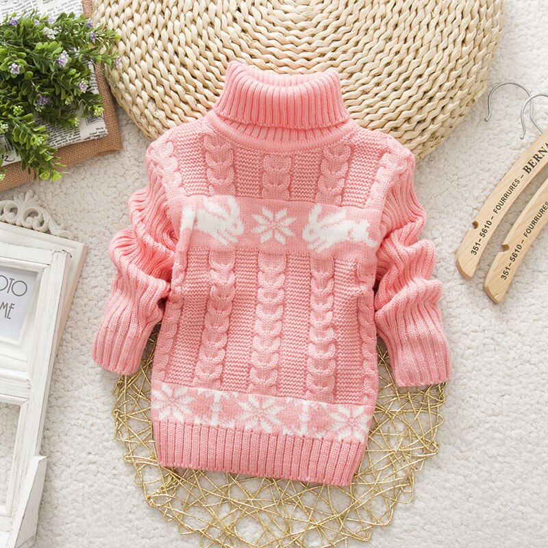 Barn vintergenser turtle neck pullover myk varm baby jenter gutter vinterklær barnegenser høy krage pull noel 2-4t