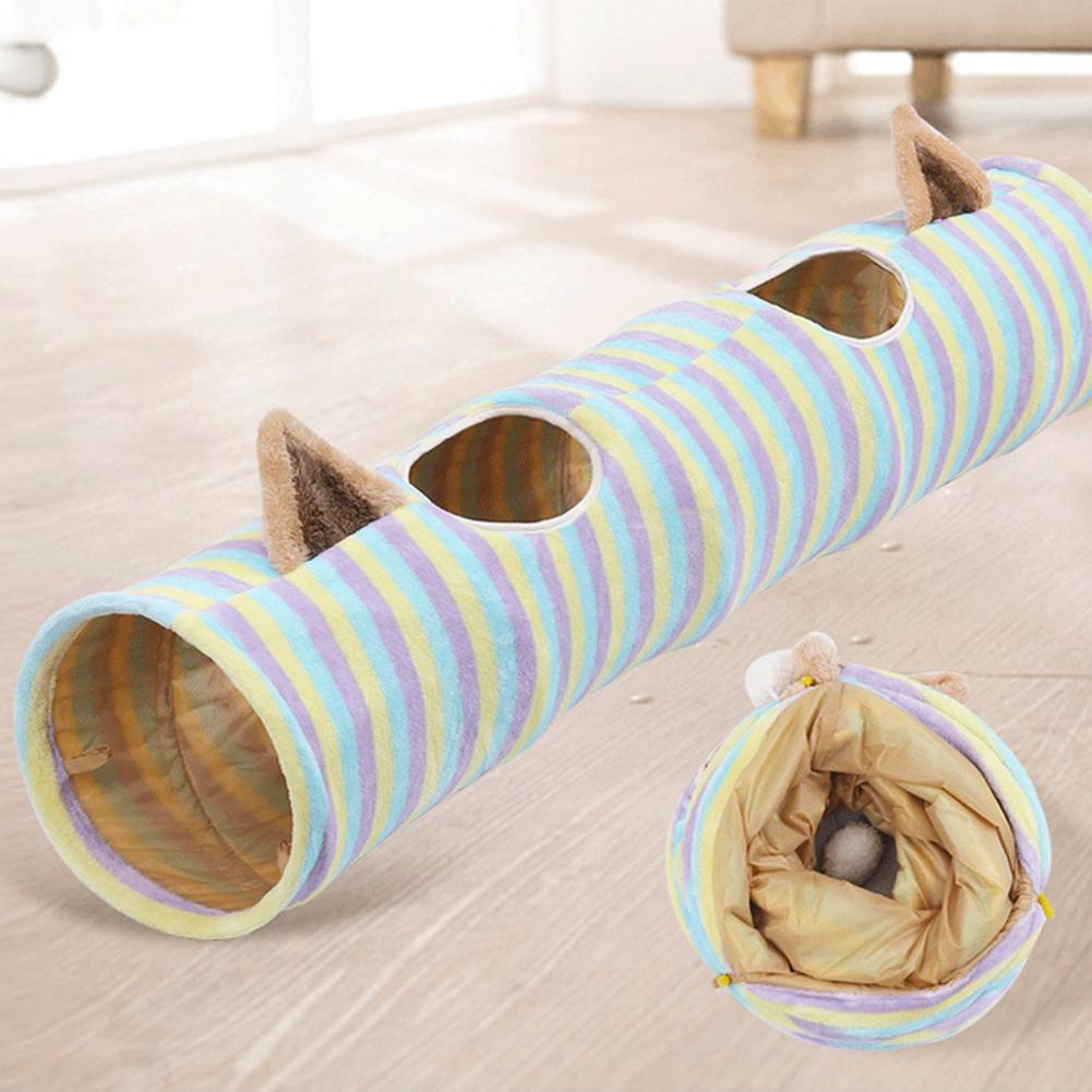 Easy Cleaning Kitty Tunnel Multiple Exits Plush Cat Warm Bed Nest Cat Toy Cat Tunnel