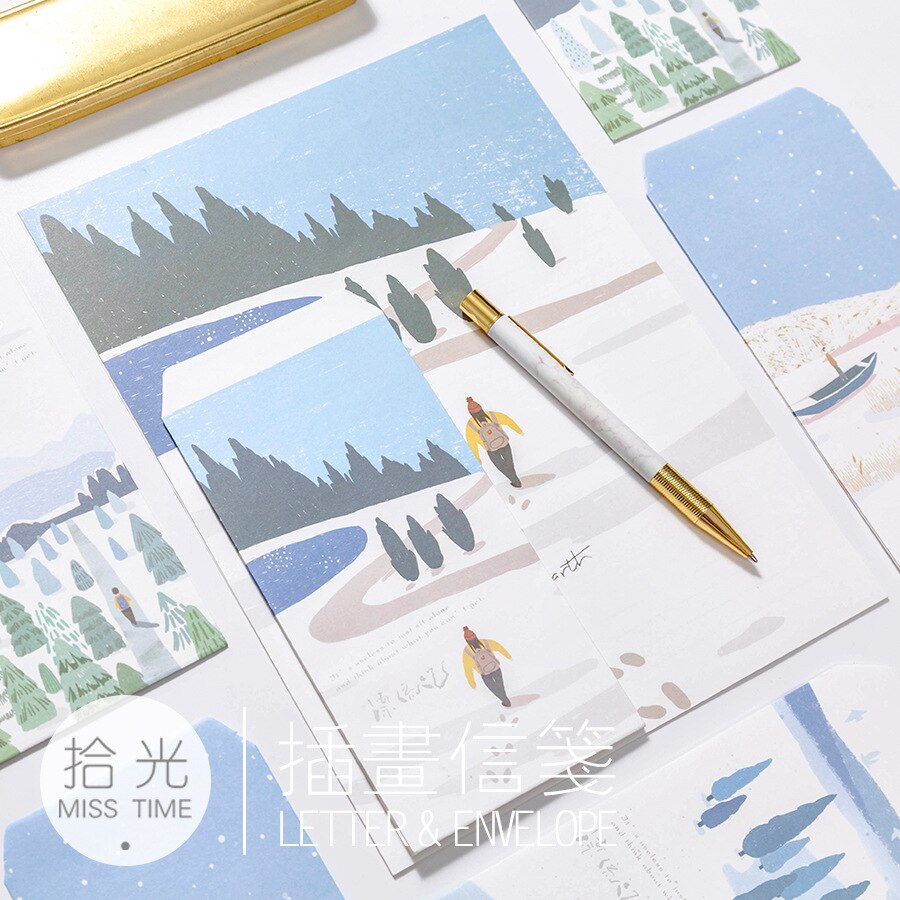 9 sztuk/zestaw 3 koperty + 6 arkuszy papieru listowego kreatywny odkryty Crusoe seria koperta na prezent koreańnarty papiernicze