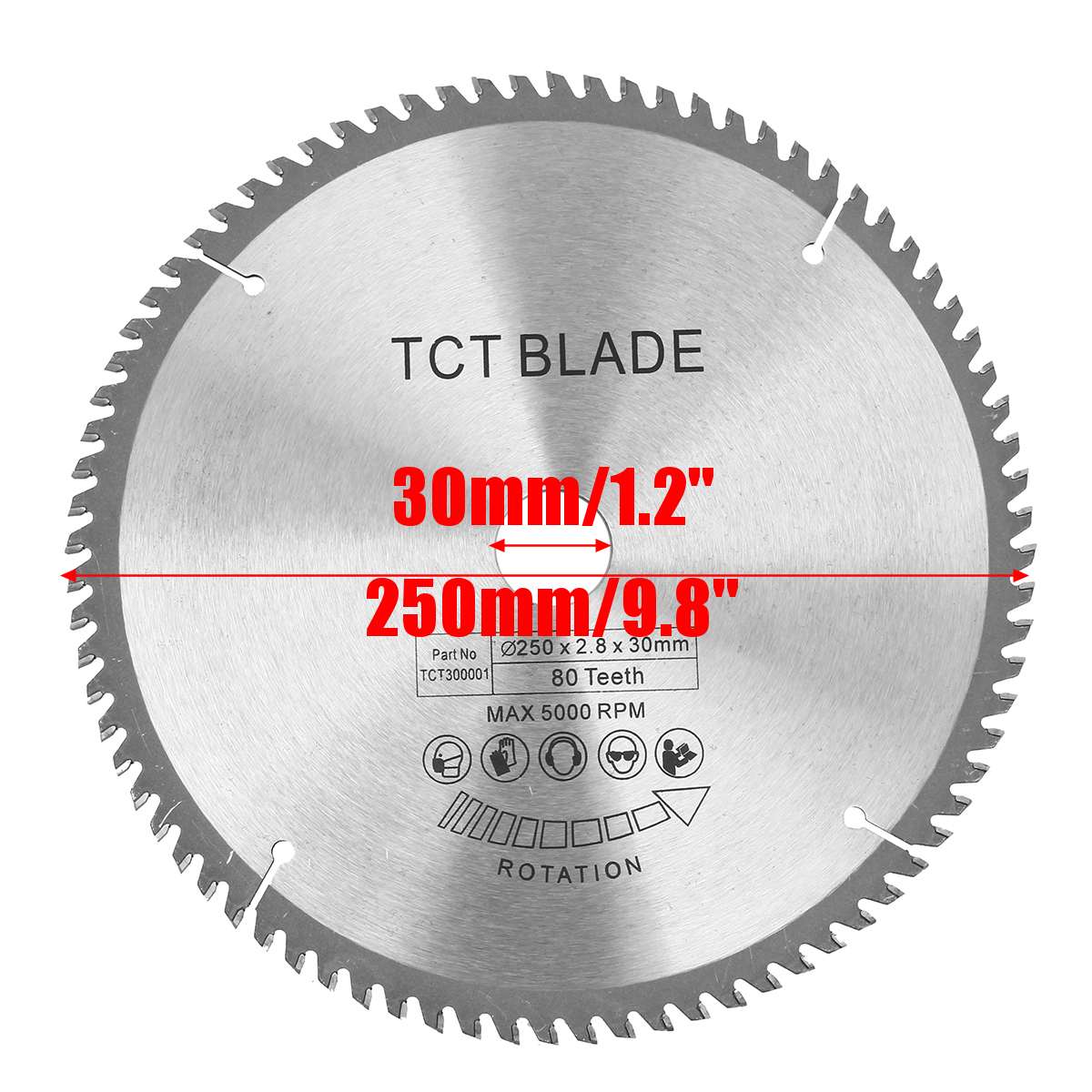 Hoja de sierra Circular de madera de 250mm 80T TCT, disco de corte de madera, hoja de sierra TCT de carburo, 1 ud.