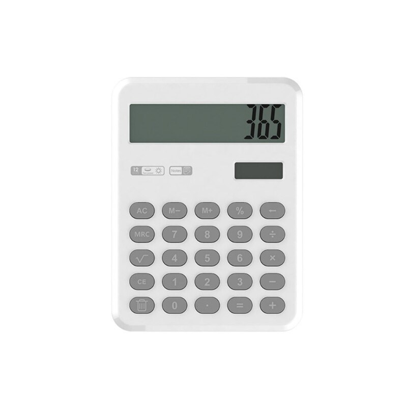 Calculatrice de bureau à 12 chiffres, avec tirette, tablette d&#39;écriture, silencieuse, Portable, multifonction, double alimentation: White