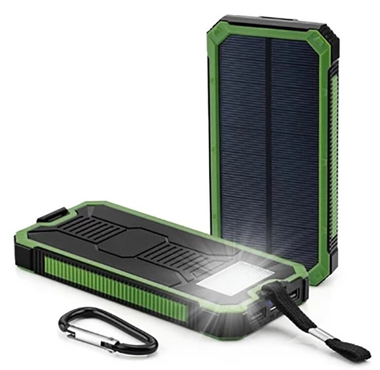 Solar Tragbare Wasserdichte Tragbare Power Bank 10000 MAh für Alle Smart Handy Akku Power Schnelle Lade Externe Batterie LED: Grün