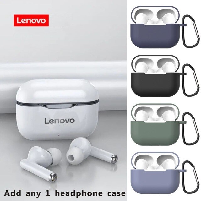 Lenovo LP1 Wireless Earphone Bluetooth 5.0 Dual Stereo Noise Reduction HIFI Bass Touch Control Long Standby 300mAH Headset: LP1 Black Add Case