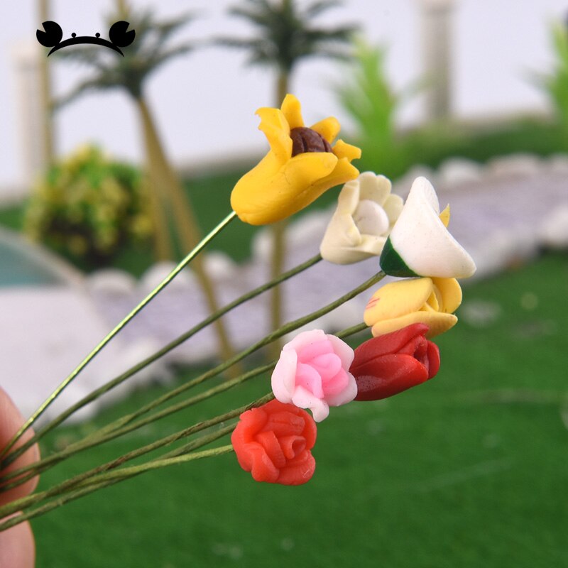 5 stk vegetasjon tulipan rose tusenfryd calla lilje sol blomst scene sandbord landskap landskap modell modell tilbehør