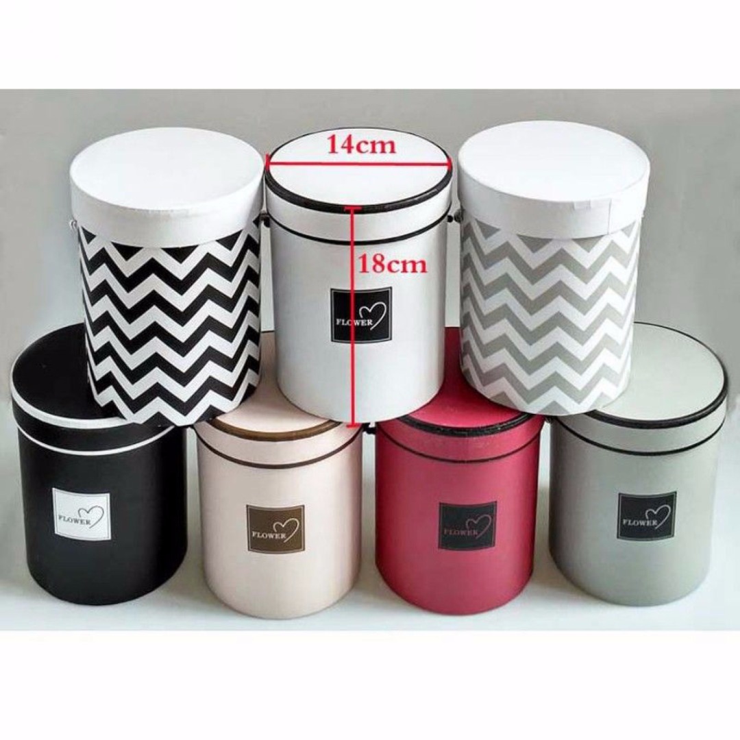 1Pc Handheld Round Flower Bouquet Boxes Living Vases Florist Box Flower Plant Boxes D14*H18CM