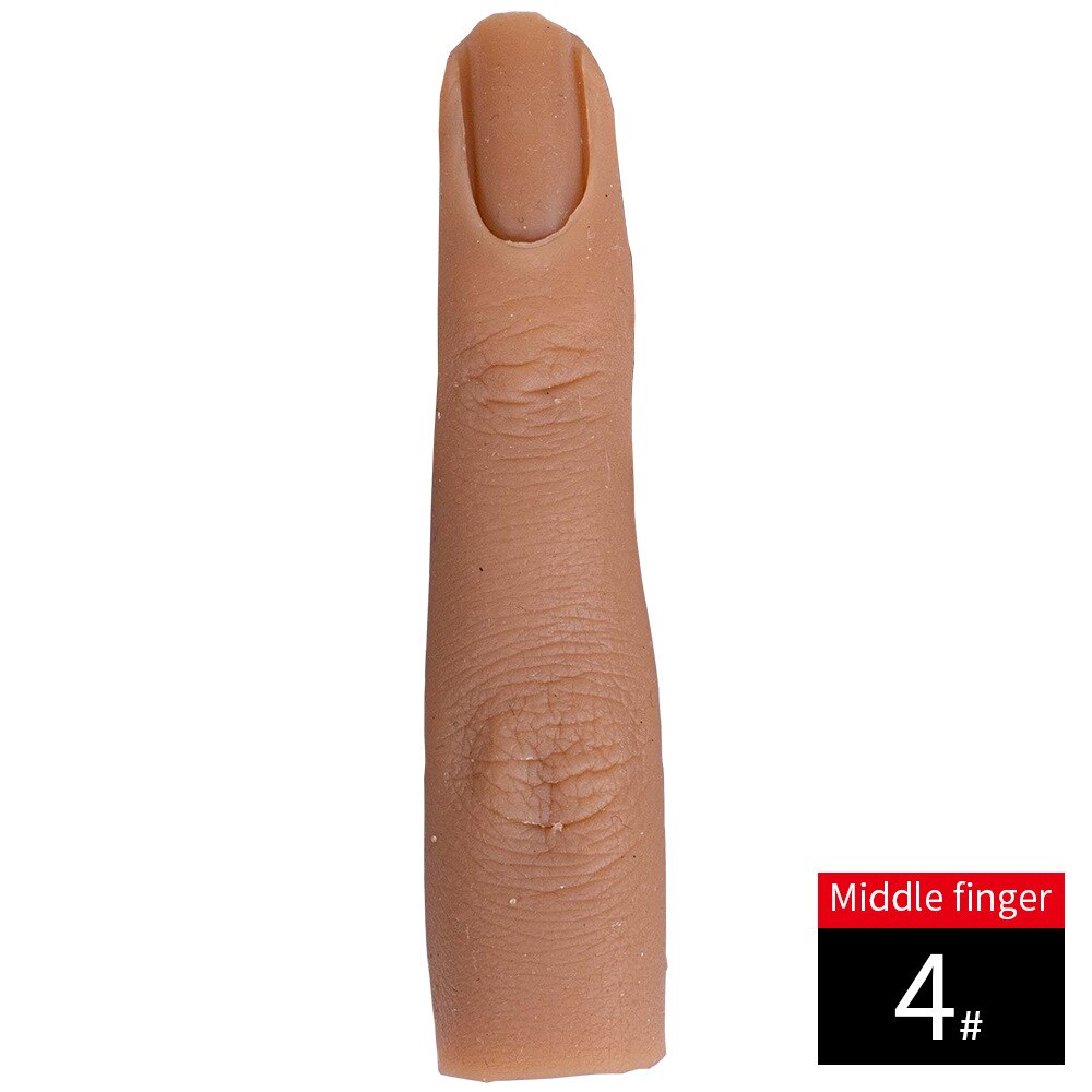 Nail Art Silicone Practice Single Finger Female Mannequin Finger with Flexible Finger Adjustment For Nails Display: No. 4 Finger