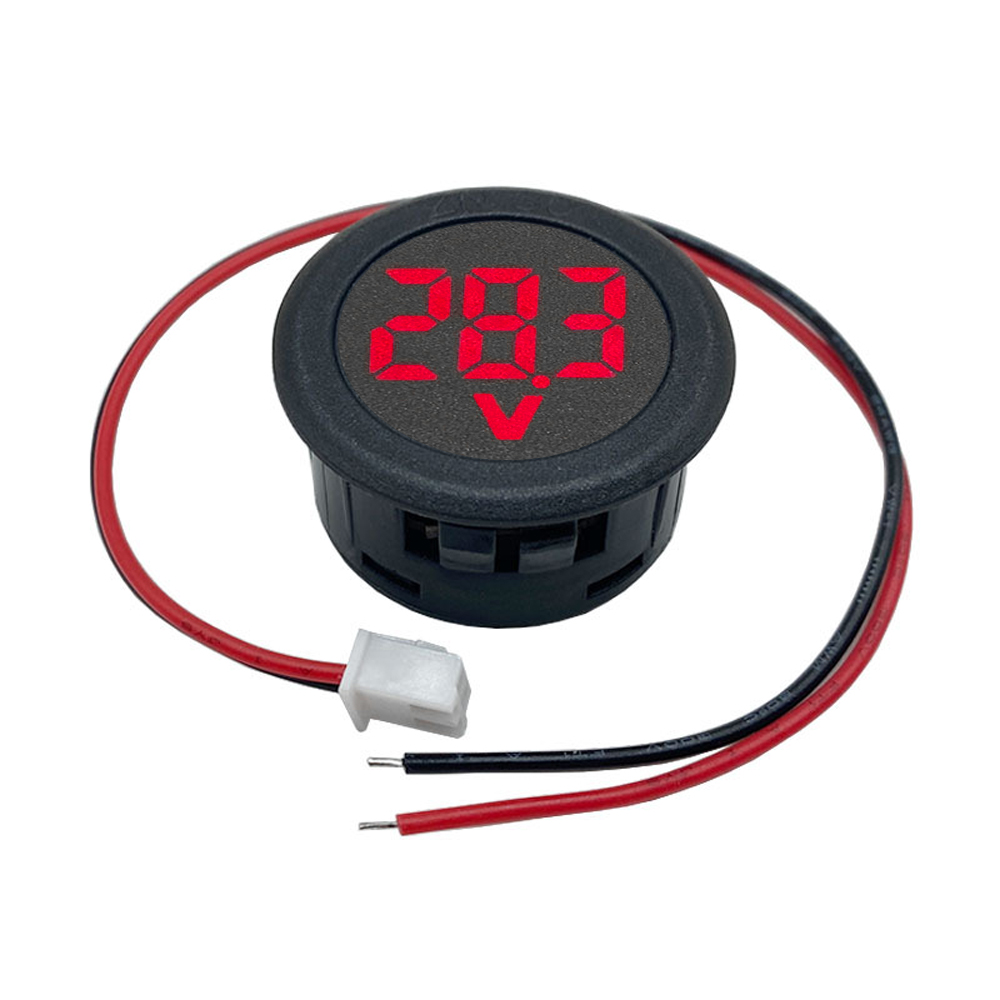 DC 4-100V LED digitaal display Tweedraads voltmeter DC digitale ronde autospanningsstroommeter Voltdetector Tester Monitor: Goud