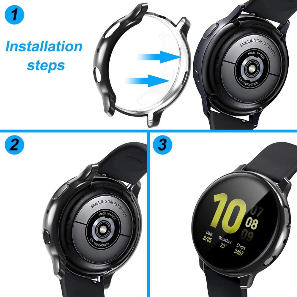 Szkło + etui do Samsung Galaxy watch active 2 44mm 40mm dookoła osłona zderzaka + folia ochronna do ekranu correa active2 44mm 40mm