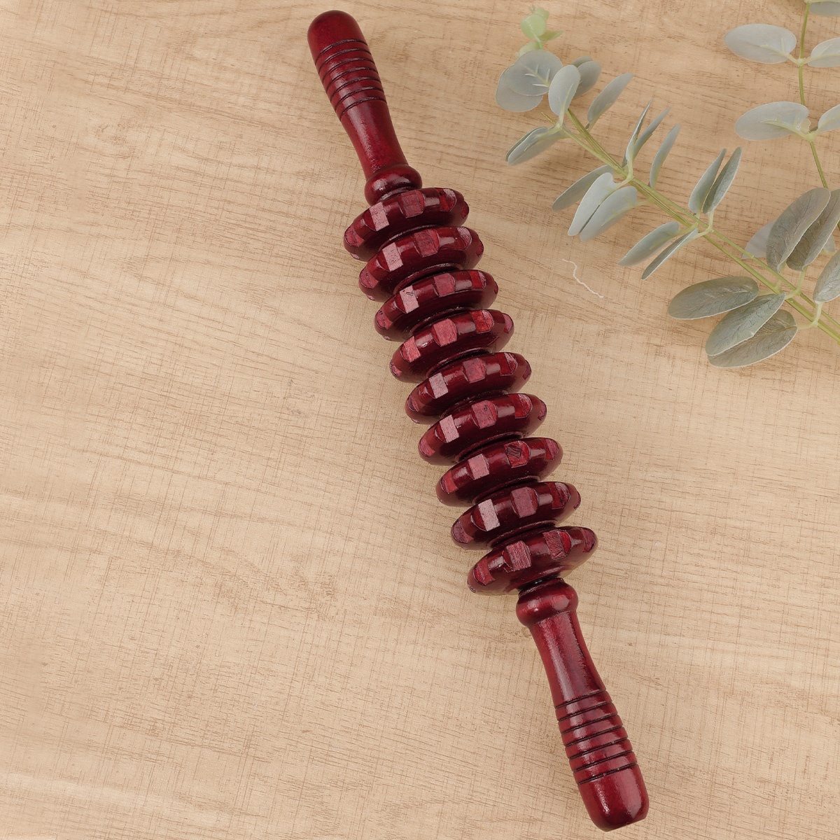 Rolo massageador de terapia de madeira, ponto de gatilho, bastão massageador para fáscia, celulite, músculo e abdômen, corpo, alívio da barriga muscular também: Violeta