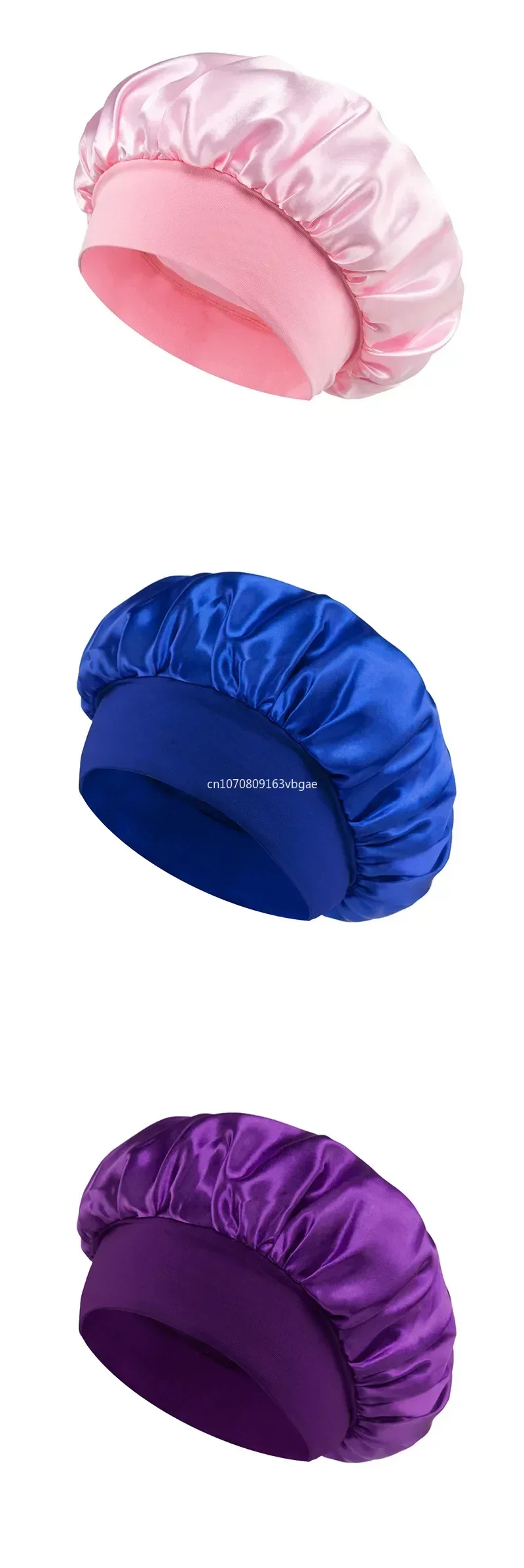 1 Uds. Gorro para dormir de ala ancha de satén liso Unisex, gorro con banda elástica, gorro para el cuidado del cabello, gorro de noche