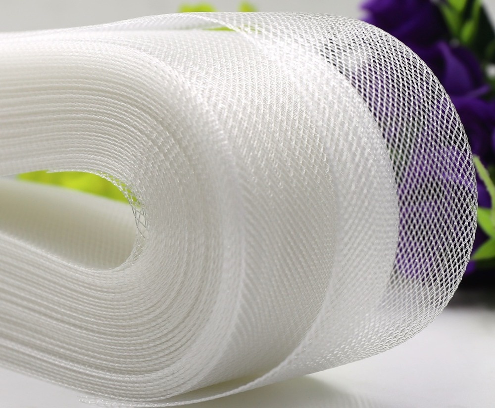 25/50/80mm 50 yards plat rigide plaine crinoline crinoline crin maille tresse pour robe de mariée/chapeau accessoires de couture