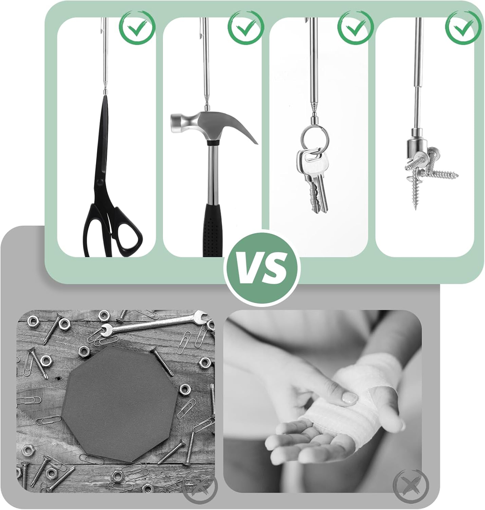 Draagbare magnetische pick-up Telescopisch draaibaar Zilver Magnetische pick-up staaf met intrekbare penclip Magneet Zuigstaaf Handgereedschap