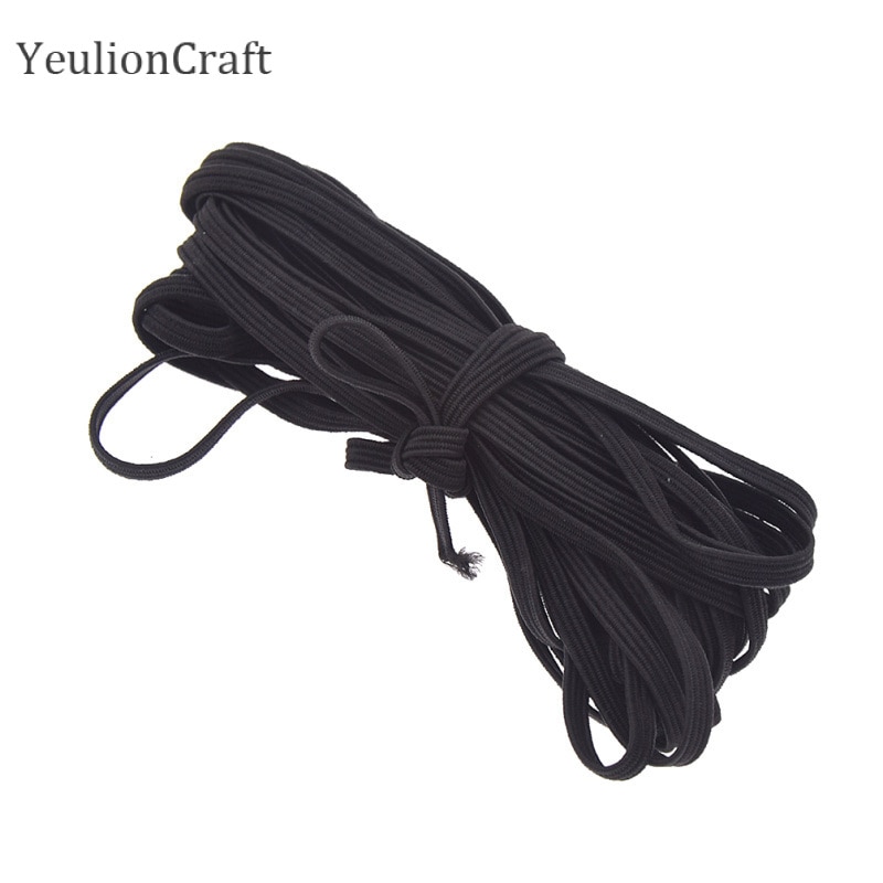 Chzimade 4mm White Black Elastic Bands 5/10/15/20/25/30/35/40/45/50Yards For Sewing Flat Rubber Elastic Cord Stretch String: black / 1x5Yards