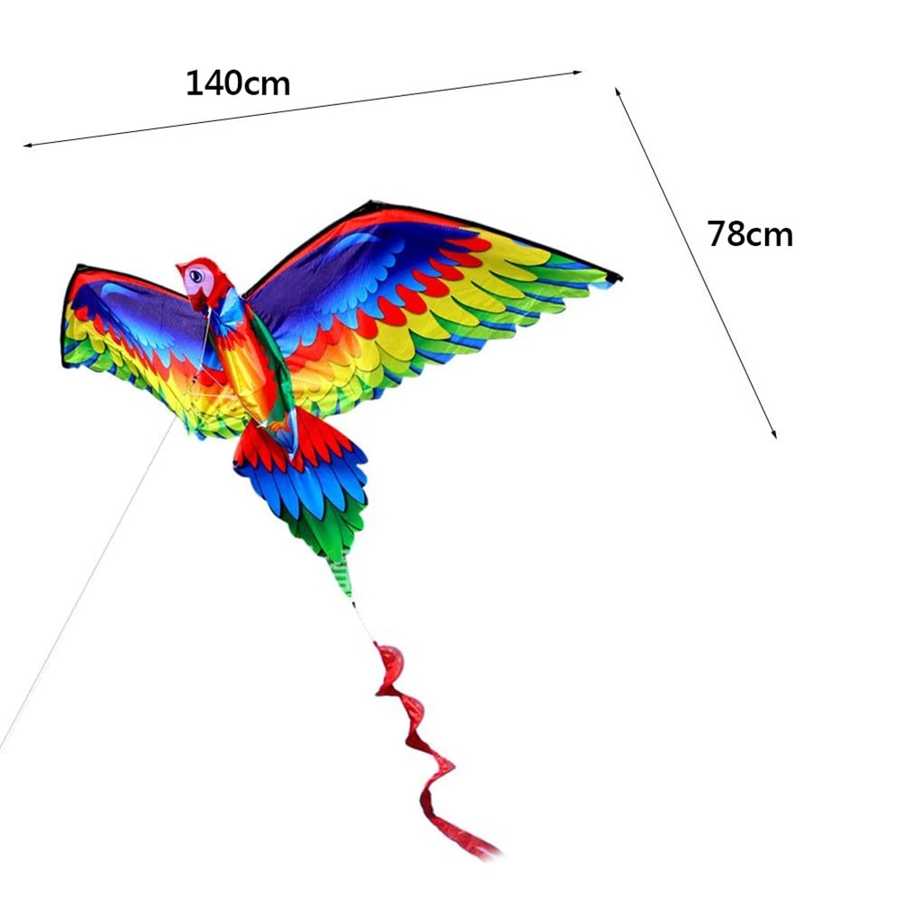 Kids Realistische Grote 3D Parrot Kite Kinderen Vliegende Spel Outdoor Sport Spelen Speelgoed Tuin Doek Leuk Speelgoed Met 100M Lijn