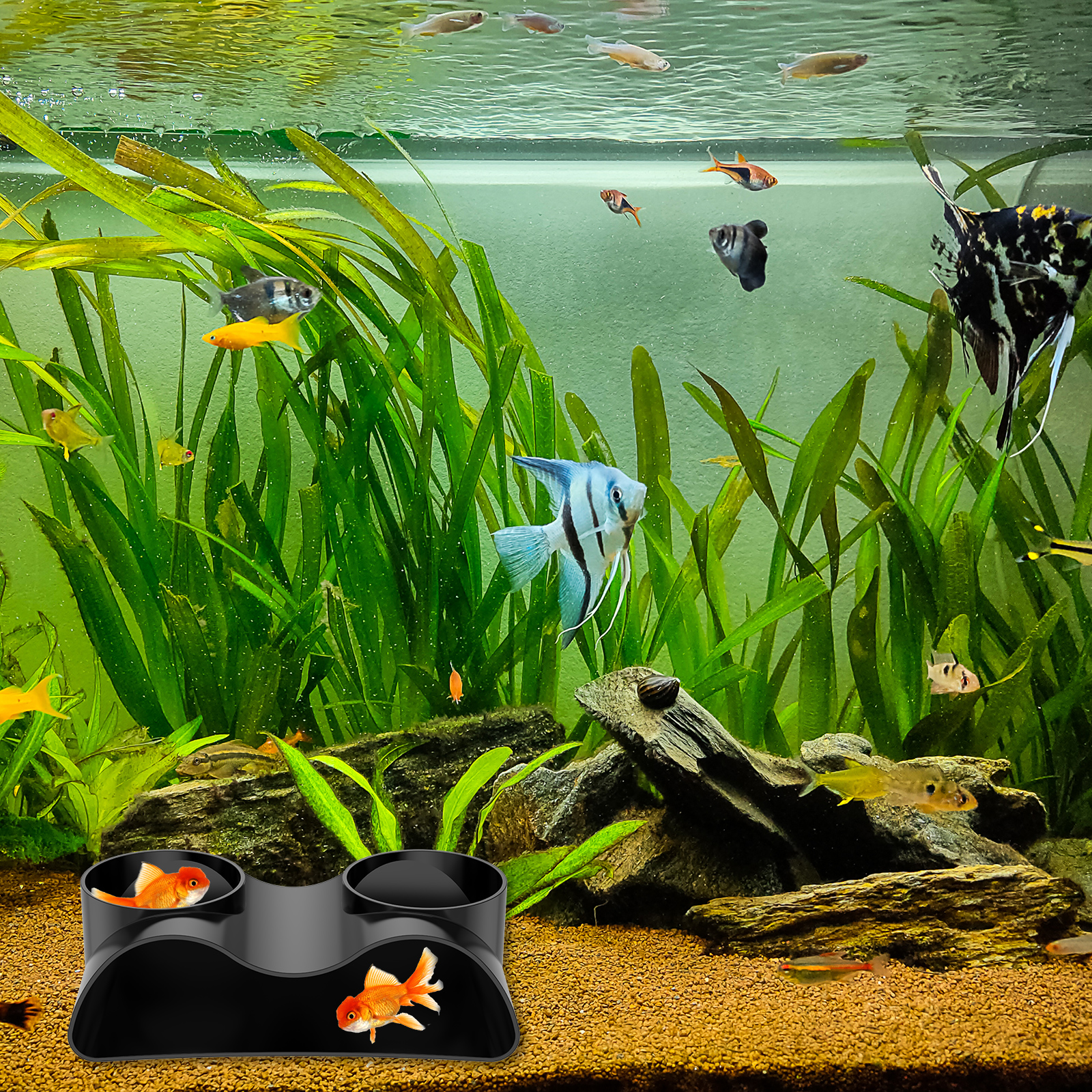 Túnel subterráneo para acuario, escondite subterráneo de doble agujero para peces, salón, cueva, accesorio de decoración para pecera