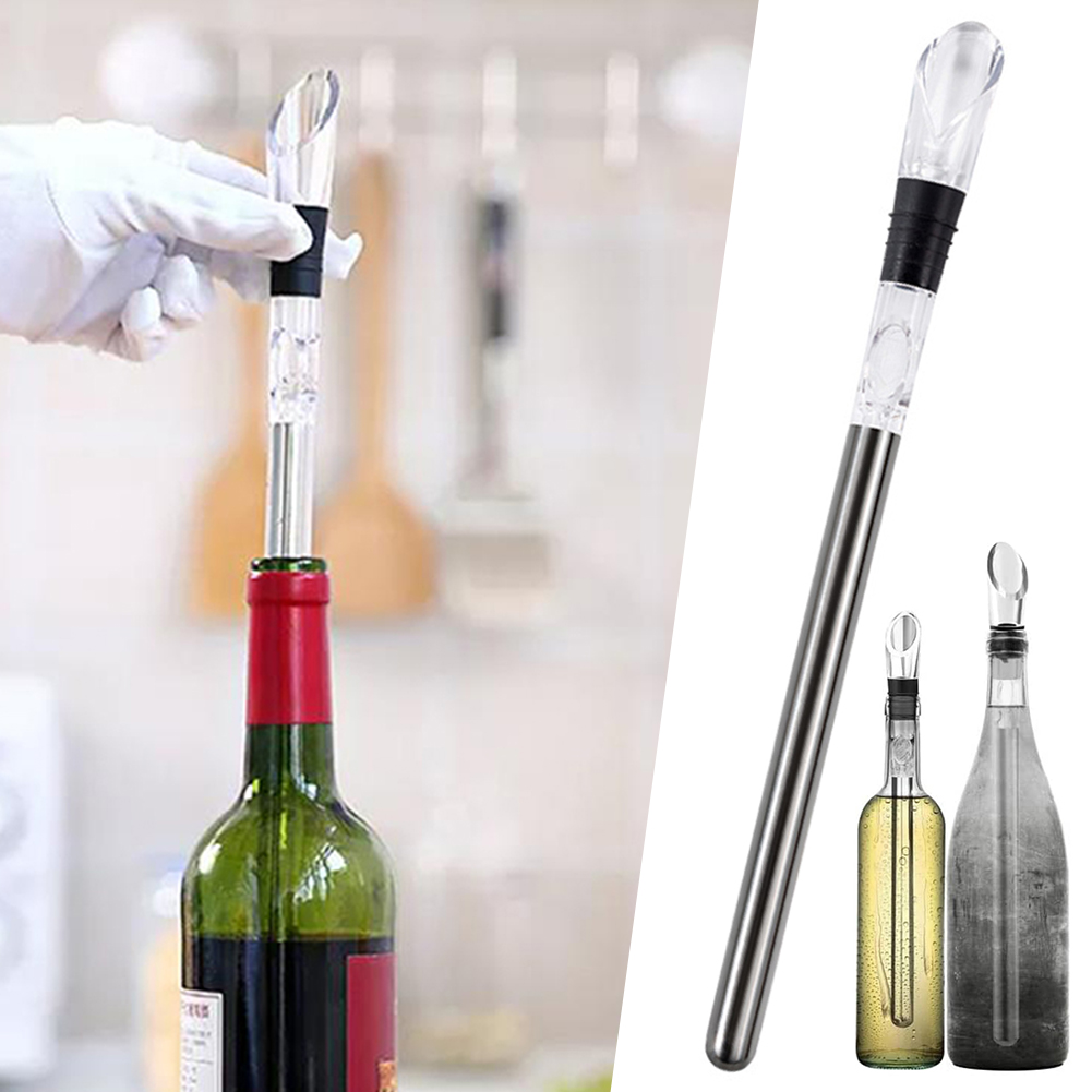 3-in-1 wijnkoelstok roestvrij staal wijnkoelstok Rapid IJslandse wijnkoelstaaf met beluchter / uitwendiger voor wijnliefde