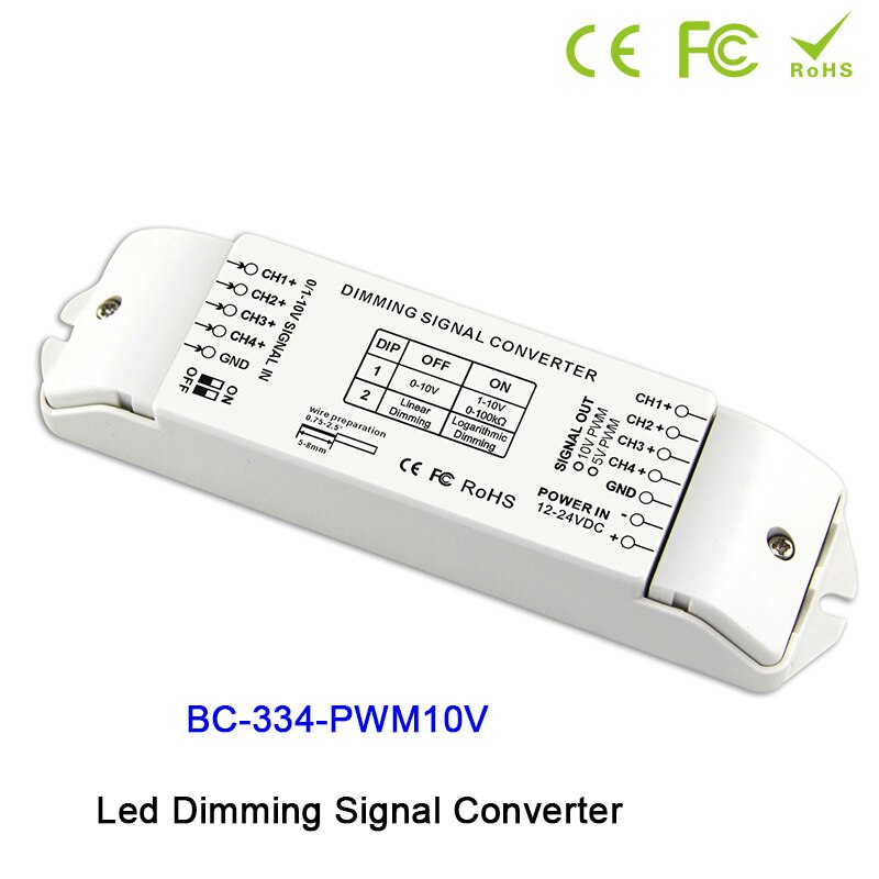 BC334 Dip Schakelaars Out 4 Kanalen Led Dimmen Signaal Converter Signaal Driver Controller0/1-10V Pwm 5V/Pwm 10V 2 Voor Led Lamp