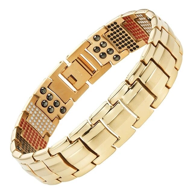 Bracelet magnétique 4 en 1 pour femmes et hommes, bijoux de , aide au sommeil, thérapie magnétique,: 1 Gold