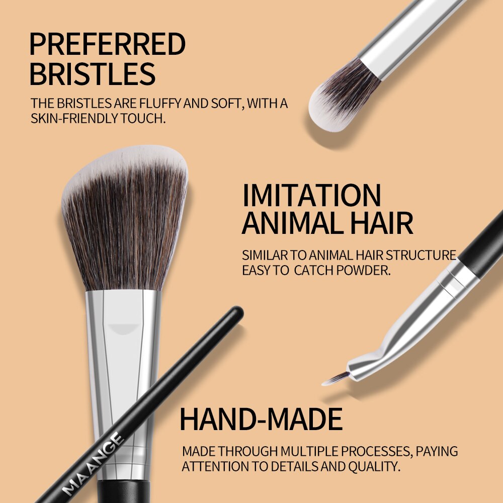 MAANGE – ensemble de pinceaux de maquillage professionnels noirs, fard à paupières, Eyeliner, mélange, correcteur, bon marché, Kit de maquillage complet avec boîte