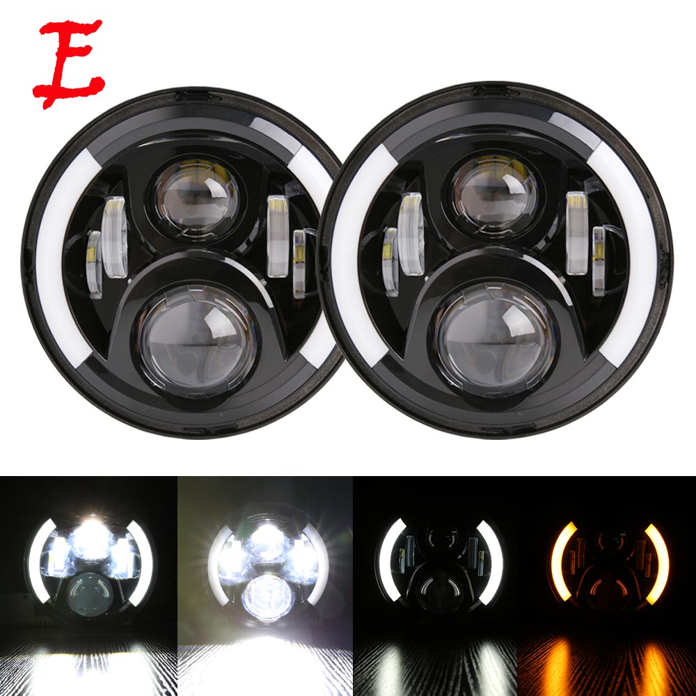 Voor Lada Niva 4X4 7 ''Led Koplamp H4 Hoge Dimlicht Ronde Auto Running Lights Koplamp Voor jeep Wrangler Jk Land Rover Verdedigen: E Black