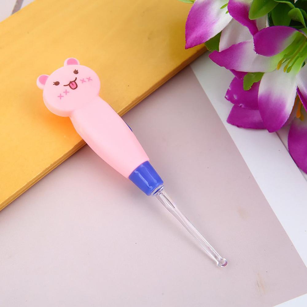 Ear Spoon Cleaning with LED Lighting Cute Cartoon Animal Detachable Earwax Remover Tool Safety Cleaner Spoon for Kids peel ears: Violet