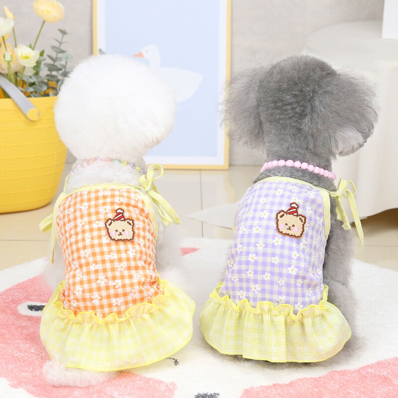 Pet Clothes Dog Clothes Spring and Summer Thin Skirt Cat Clothes Pet Clothes Chrysanthemum Sling Luxury Wedding Dress Dogs Small