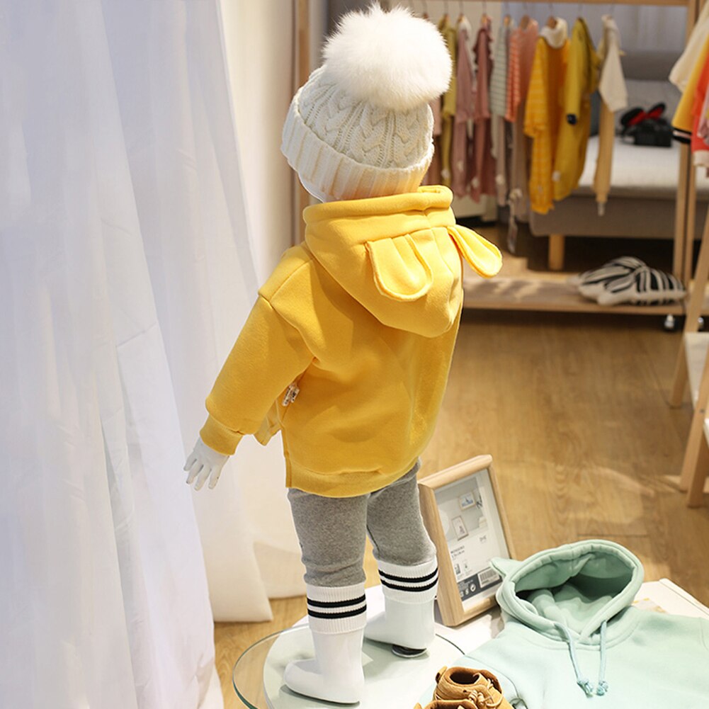 Baby Effen Kleur Trui Peuter Baby Kids Boy Girl Hooded Cartoon 3d Oor Hoodie Sweatshirt Tops Kleding