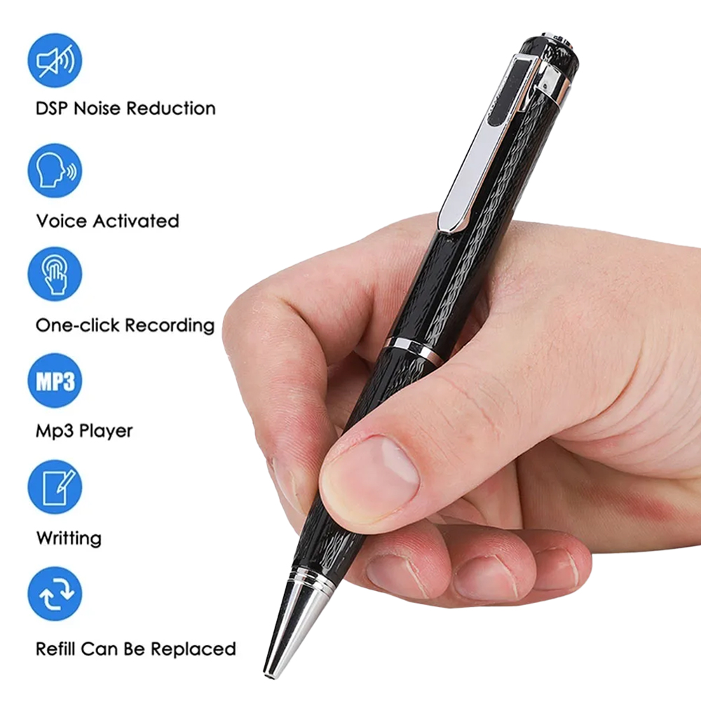 Registratore Vocale Digitale Continuo a Forma di Penna, 12 Ore di Registrazione, 192Kbps, Registratore Audio a Pulsante Singolo, Portatile per Conferenze