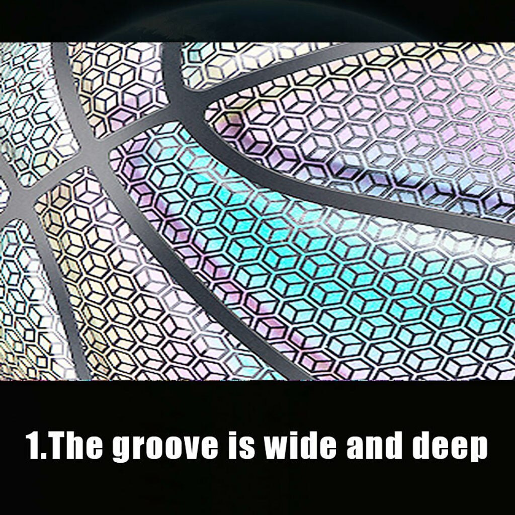 Reflective Basketball Ball Sports Synthetic Court Cement Floor Holographic Glowing Reflective Basketball Lighted Baloncesto