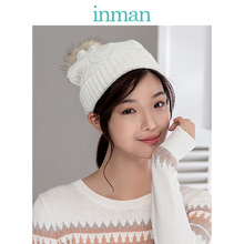 Inman vinter koreansk stil alle matchede tykke pels kugle varme ører dække strik cap