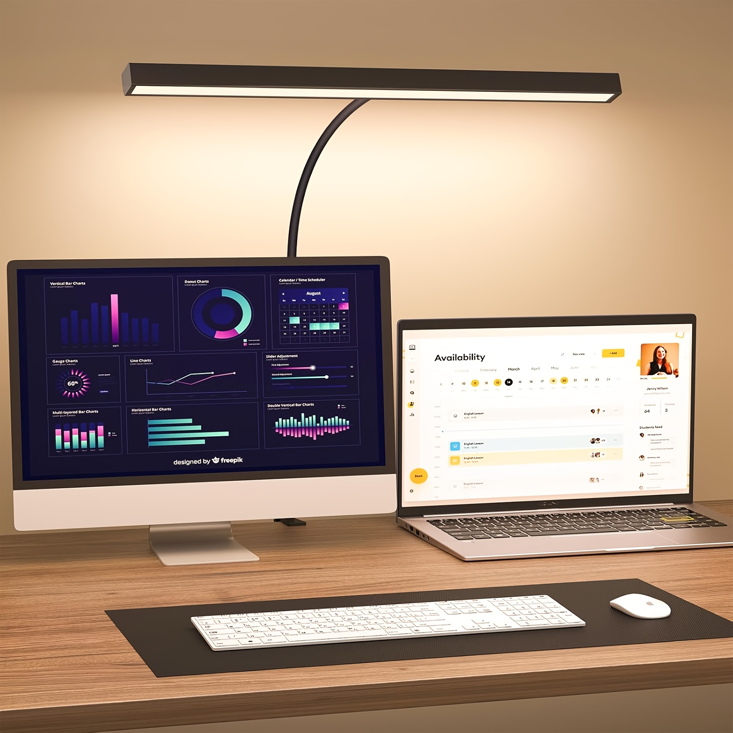 Luce per schermo antiriflesso USB Luce notturna Lampada da lettura a LED con morsetto Luce a collo di cigno flessibile dimmerabile a 360 gradi