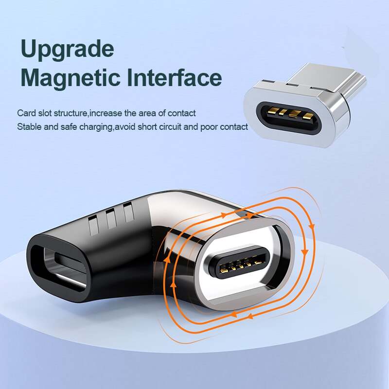 Kuulaa 100w magnético usb tipo c adaptador para macbook pro cotovelo usb tipo c conector de carga para huawei ímã USB-C adaptador