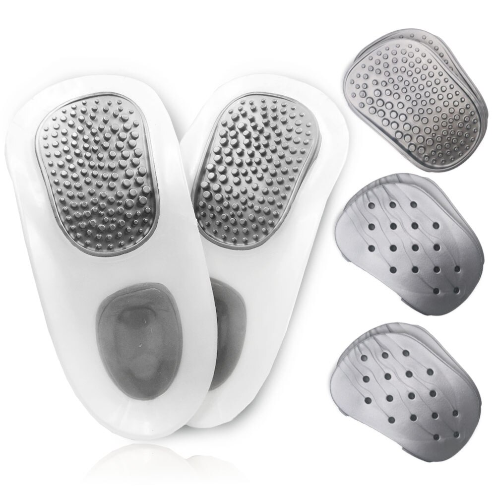 1 Pair practical durable flat feet knock knees plantar orthotics inserts breathable arch support insoles with 8 correction pads
