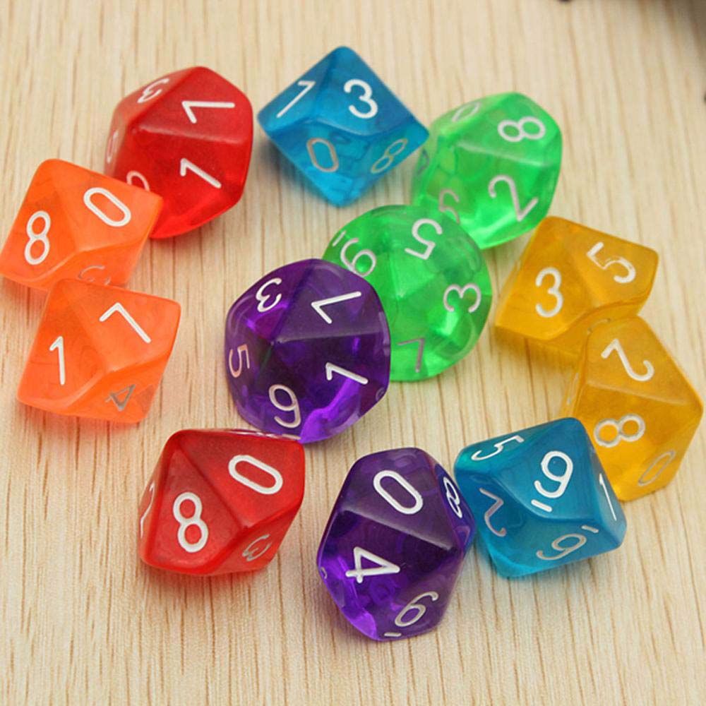 Lot de 10 dés à 10 faces pour jeux de rôle, idéal pour les amateurs de jeux de société