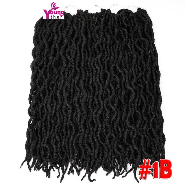 Ombre Curly Faux Locs Crochet Hair Synthetic Kanekalon Dread Locs 20 Inch Senegalese Twist Hair Extensions 24 Strands for Women: 1B