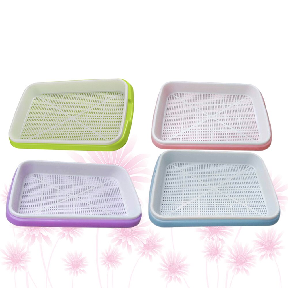 4 Set Zaad Kiemen Bassins Grondloze Sprouter Trays Water Planten Containers Nursery Site Voor Tarwegras Soja Groene (Willekeurige C