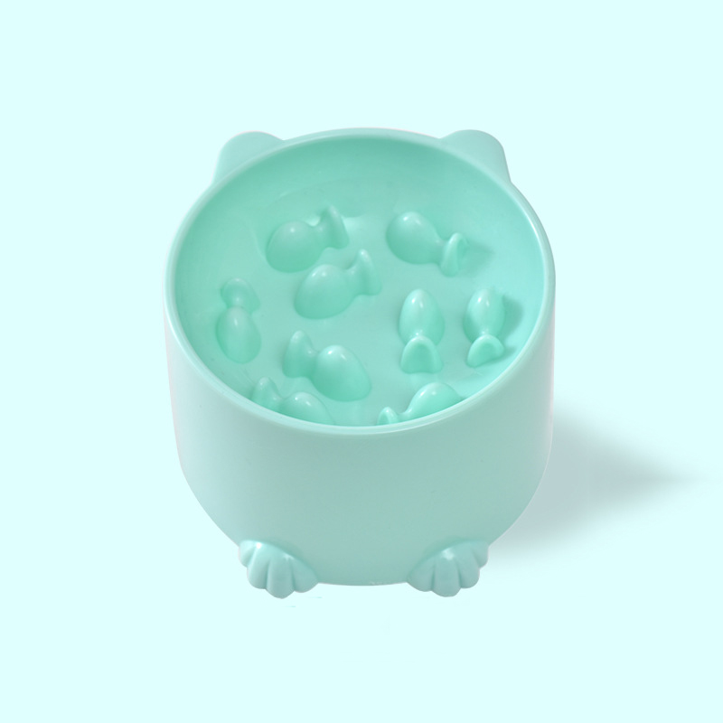 Pet bowl Cats and dogs healthy choking and slow eating bowls high feet neck protection and slow eating pet supplies: green