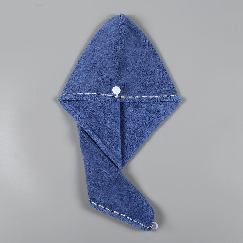 Shower Cap Soft Microfiber Hair Towel Fast Drying Dryer Towel Hair Hat Cap Turban Head Wrap SPA Bathing Supplies: Deep blue