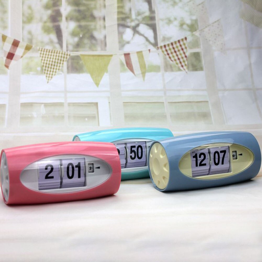 Number Watch Auto Flip 12 Hours Table Alarm Clock Page Turning Home Decor