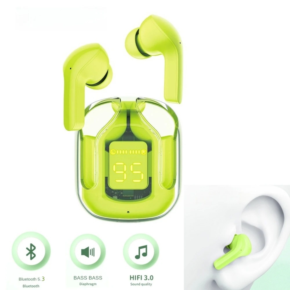 Auriculares inalámbricos Bluetooth 5,3 transparentes con pantalla Digital LED sonido estéreo TWS ENC auriculares micrófono para trabajo deportivo